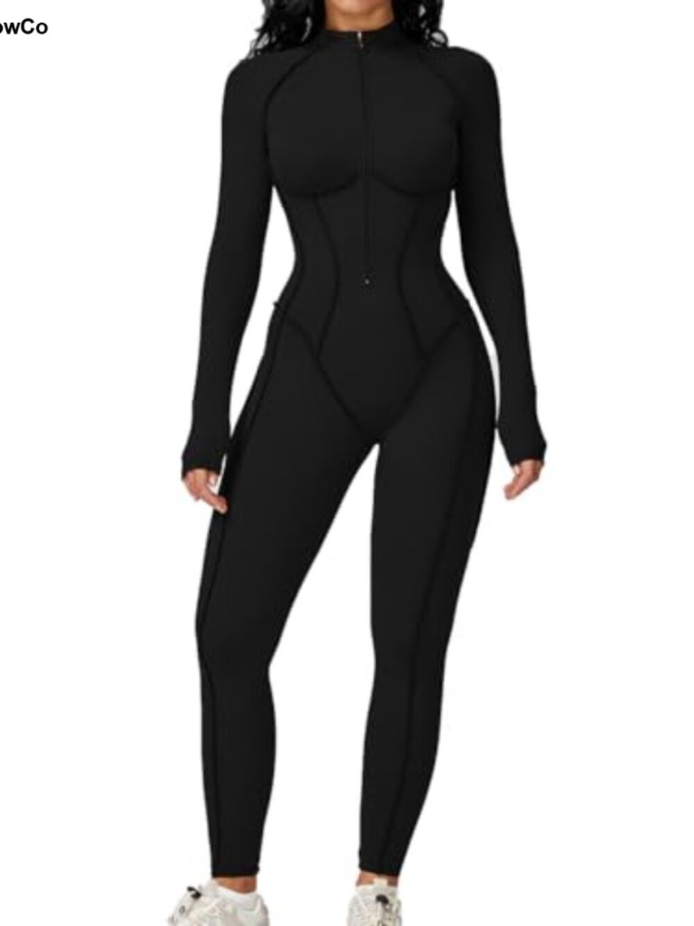 Women's Seamless Contour Jumpsuit Zip Up Tummy Control Bodycon Yoga Romper
